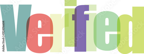 Large transparent letters spelling VERIFIED overlap in various colors over a grey checkered background.