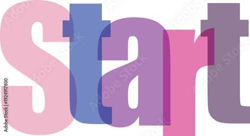 Start your journey with confidence, motivational typography using pastel colors overlapping letters on a transparent grid background, beginning concept