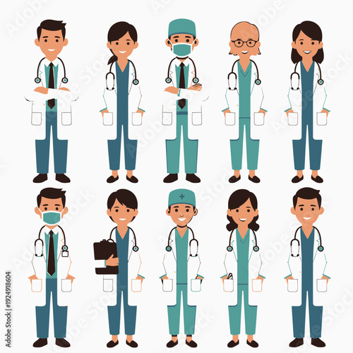 Diverse Medical Professionals Set vector