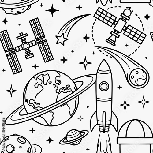 Space Exploration Cartoon Elements vector
