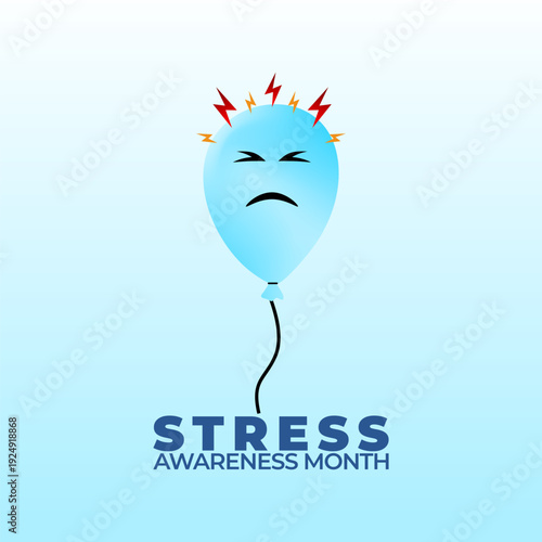 Vector graphic of Stress Awareness Month for Stress Awareness Month celebration.