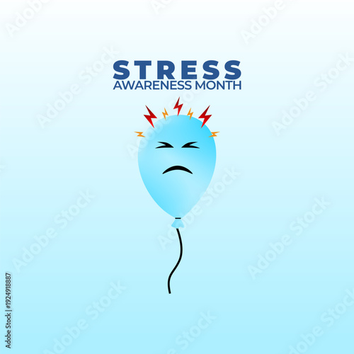 Vector graphic of Stress Awareness Month for Stress Awareness Month celebration.