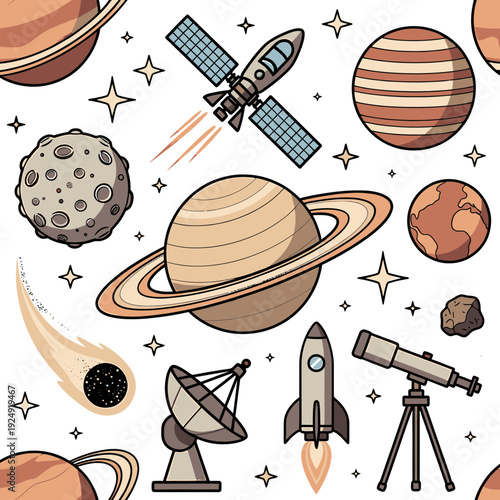 Space Elements Collection vector illustration