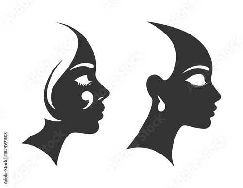 stylized profiles of women 
