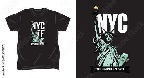 Nyc the empire state t shirt design statue of liberty vector art