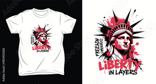 Liberty in layers freedom illustration t shirt design vector