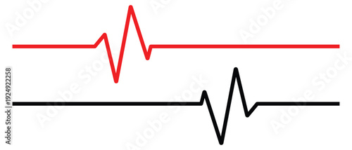 Heart beat red and black line icon vector.  EKG heart beat line, Cardiogram line icon, sign.  Vector illustration. 
