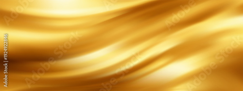 Fabric metal cloth with ribbon silk liquid and satin gold background. Golden wave drape with velvet textile glossy and foil royal color. Fold shiny fabric with smooth fluid ribbon and abstract.