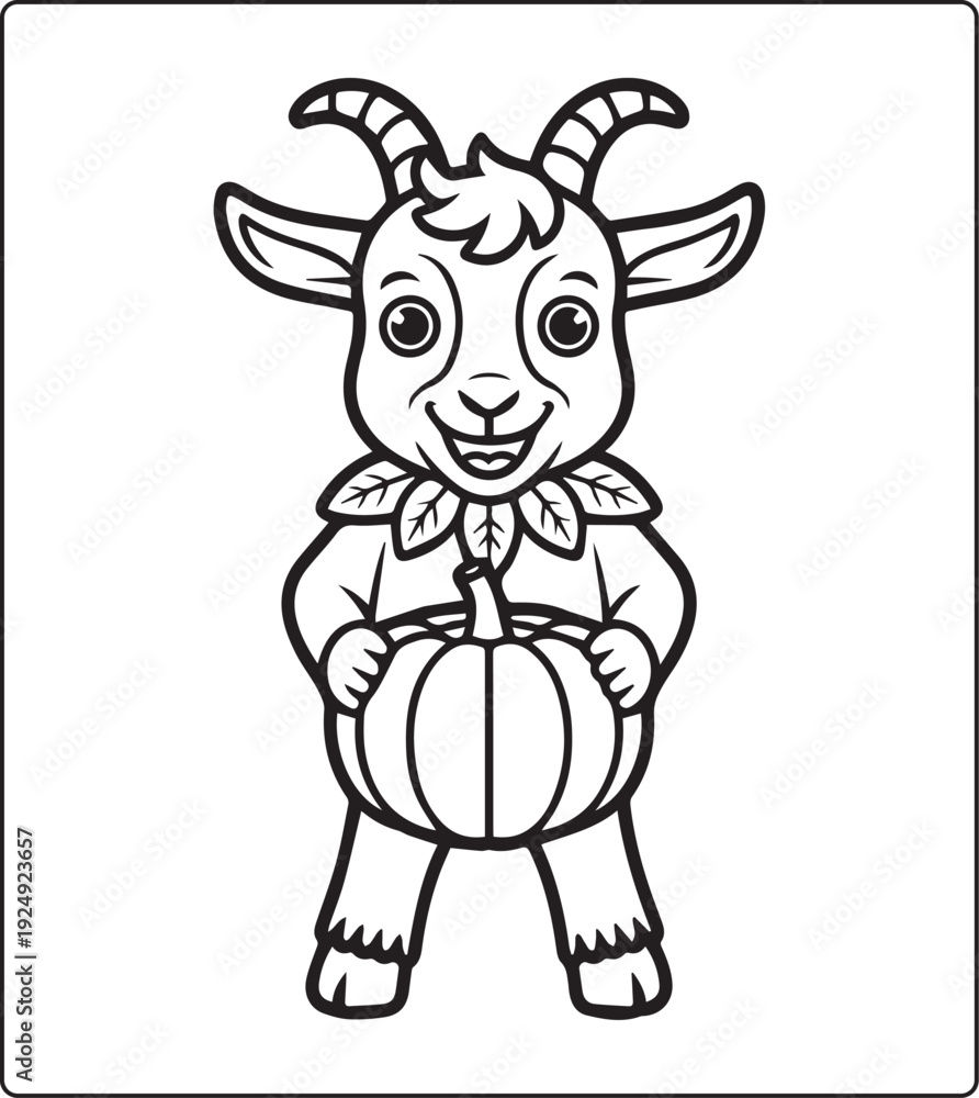 Fototapeta premium Cute animal with halloween costume black line art vector illustration coloring page or book design for kids fun activities