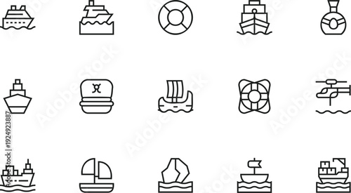 Explore a Collection of Nautical Icons and Symbols Free Vector