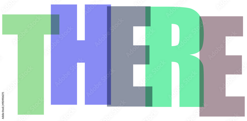 Obraz premium There word graphic with bold overlapping colorful letters for modern design projects isolated on transparent background