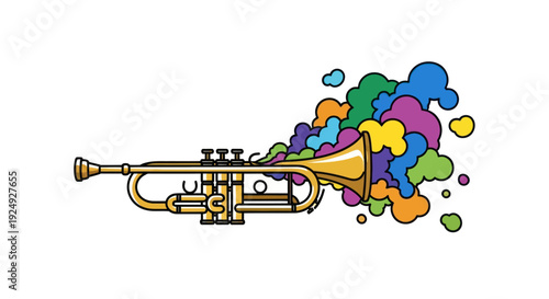 Vibrant trumpet playing colorful music illustration