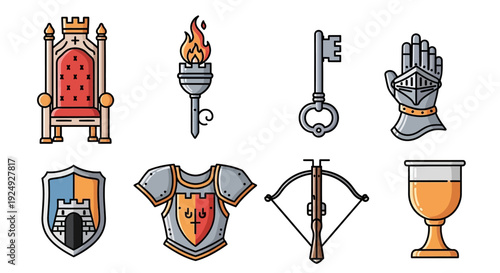 Medieval Fantasy Icons Collection Set