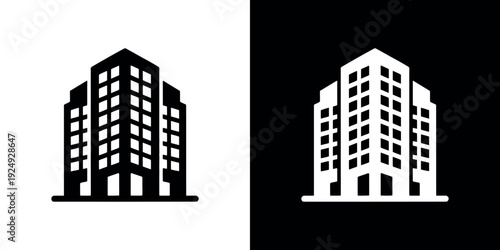 Black and white city building silhouettes skyscraper