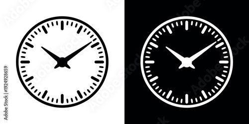 Black and white clock faces with contrasting backgrounds