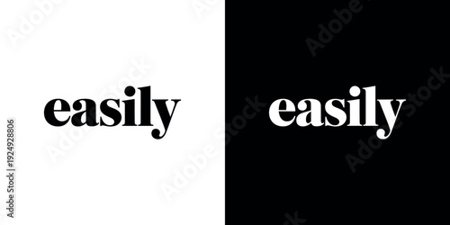 Black and white easily typography text word