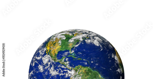 Earth from space view of North and South America isolated on white background. Elements of this image furnished by NASA.
