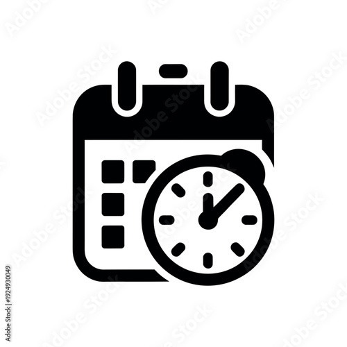 Black calendar with clock symbol time