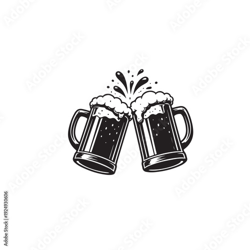 Clinking Beer Mugs Cartoon Icon