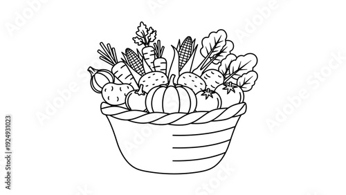 Vegetables in a Bowl Illustration.