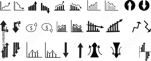 Financial Trend, Analytics, Upward Progress Vector .growing graph, business chart icons. Vector illustration.