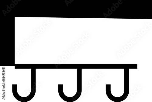 Mug Bar Rack Icon , Hanging Coffee Cup Holder Symbol, Wall Mounted Kitchen Storage Sign, Caffe Shelf Graphic, Minimal Clipart, wall shelf, hanging hook, mug rack, cupboard door, drying sink edge,