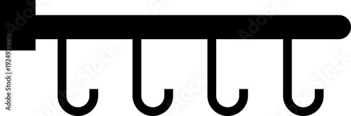 Mug Bar Rack Icon , Hanging Coffee Cup Holder Symbol, Wall Mounted Kitchen Storage Sign, Caffe Shelf Graphic, Minimal Clipart, wall shelf, hanging hook, mug rack, cupboard door, drying sink edge,