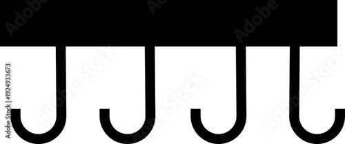 Mug Bar Rack Icon , Hanging Coffee Cup Holder Symbol, Wall Mounted Kitchen Storage Sign, Caffe Shelf Graphic, Minimal Clipart, wall shelf, hanging hook, mug rack, cupboard door, drying sink edge,