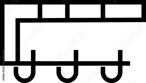 Mug Bar Rack Icon , Hanging Coffee Cup Holder Symbol, Wall Mounted Kitchen Storage Sign, Caffe Shelf Graphic, Minimal Clipart, wall shelf, hanging hook, mug rack, cupboard door, drying sink edge,