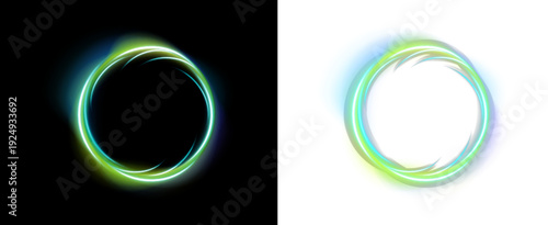 Smooth luminous ring with flowing waves. Elegant design emphasizes movement and light. Creative digital decoration.