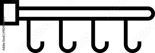 Mug Bar Rack Icon , Hanging Coffee Cup Holder Symbol, Wall Mounted Kitchen Storage Sign, Caffe Shelf Graphic, Minimal Clipart, wall shelf, hanging hook, mug rack, cupboard door, drying sink edge,