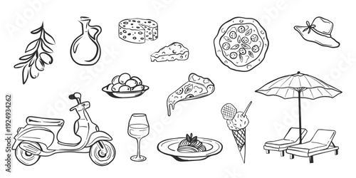 Hand drawn fruits and vegetables collection vector illustration