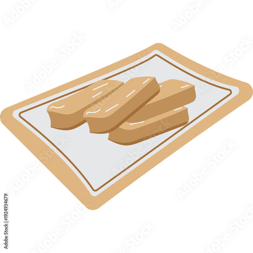 Fried Tofu Sticks on Plate