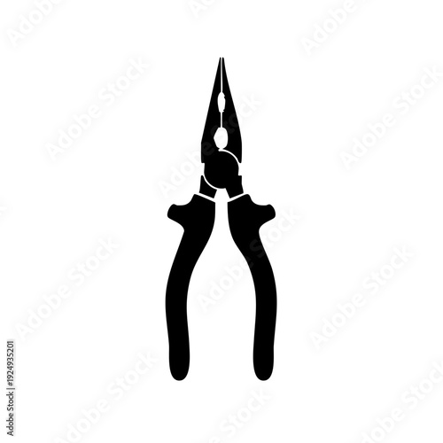 A pair of needle-nose pliers displayed against a clean background, showcasing their detailed design and functionality for precision tasks
