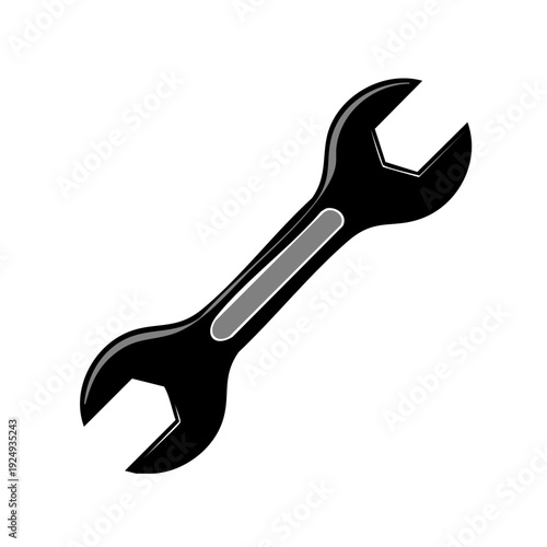 Double-ended wrench illustration on a plain background from a straightforward viewpoint