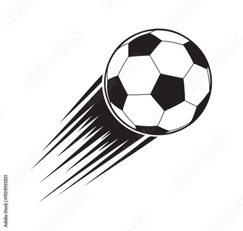Tableau sur toile Flying Soccer Ball with Motion Speed Lines – Dynamic Football Illustration