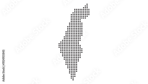 Israel Map Made of Square Dots Grid Design, Abstract Pixelated Country Silhouette Illustration, Modern Minimal Geographic Shape in Black and White Vector Style
