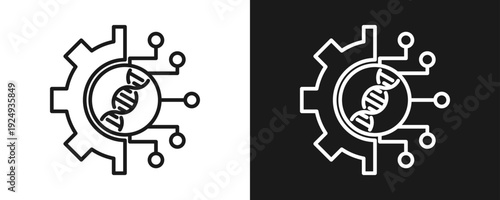 Biotechnology Icon Set Outline In White And Black Background