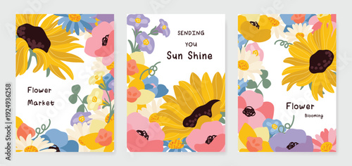 Spring Floral invitation card background vector. Minimal hand drawn botanical flowers template background. Design illustration for wedding, vip cover, poster, rsvp modern card, birthday party.