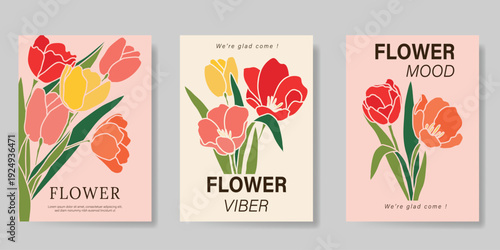 Spring Floral invitation card background vector. Minimal hand drawn botanical flowers template background. Design illustration for wedding, vip cover, poster, rsvp modern card, birthday party.