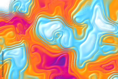 Wallpaper Mural Fractal turbulence abstract background. 3D pink, orange, blue undulating ripples.  Torontodigital.ca