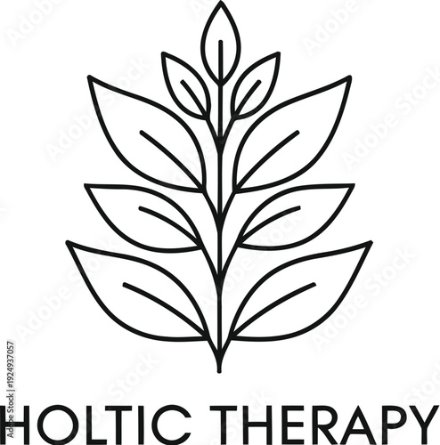 Minimalist logo design for holistic therapy services featuring a leaf motif