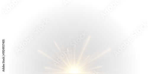 Sun glare with yellow sparkle rays. Smooth lens flare effect enhances illumination. Perfect PNG for photo manipulation.