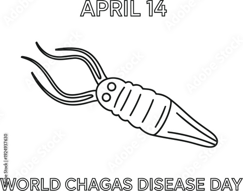 Illustration commemorating world chagas disease awareness day with a bug graphic.