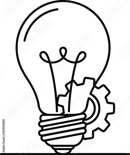 Innovative idea sparking with mechanical gears inside a light bulb