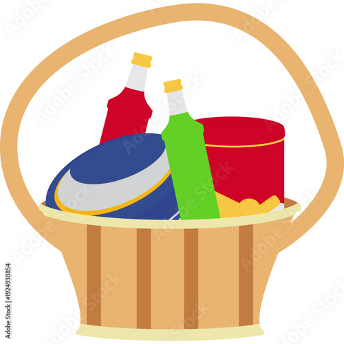 Picnic Basket with Food and Drink