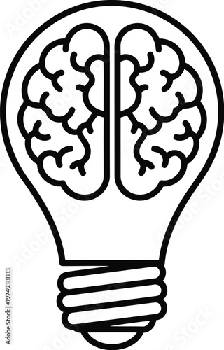 Creative thinking represented by a light bulb with a brain inside