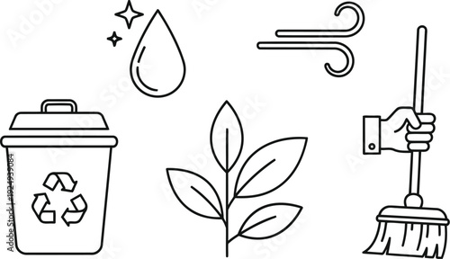 Illustrations of sustainable living and eco-friendly practices