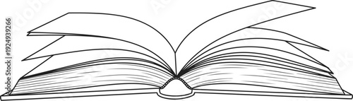 An open book with intricate line patterns on its pages