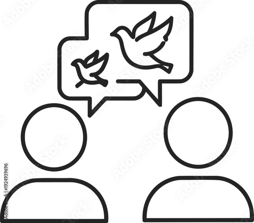 Two individuals sharing a digital conversation with a decorative speech bubble